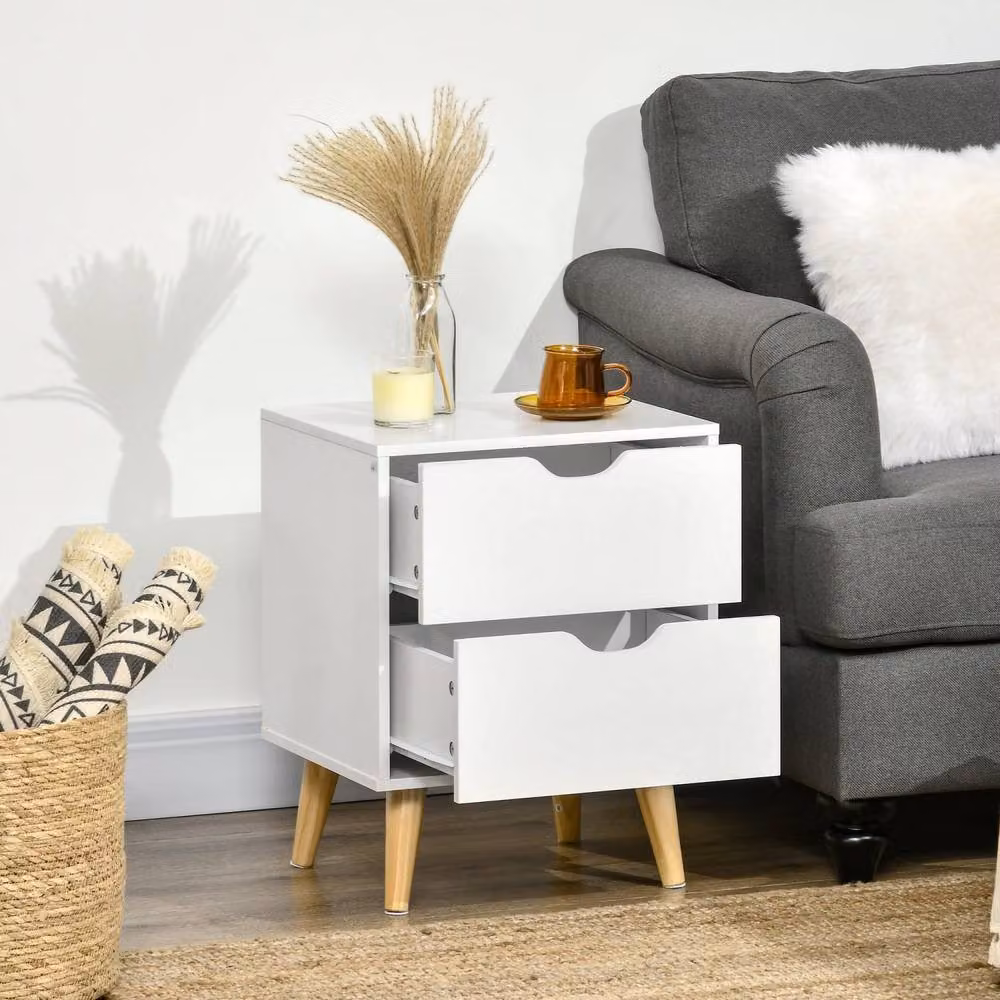 Wyld Haus Dodomi Suke 2 Drawer White Bedside Table with Natural Pine Legs W/D/H: 35 x 50.5 x 40 cm – 5