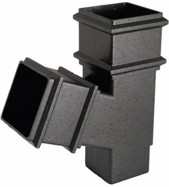 FloPlast 65mm Grey PVC 67 Degree Square Pipe Branch with Cast Iron Effect