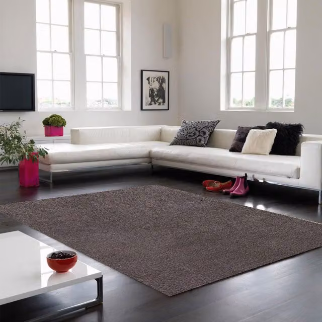 The Rug Shop UK Modern Plain Shaggy Grey Area Rug, W: 200 cm, L: 290 cm – 1