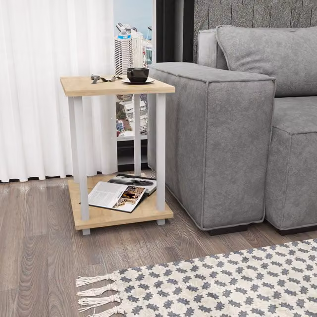 Decorotika Gurnee Industrial Side Table in White and Brown
