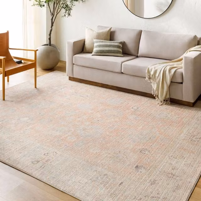 Livabliss Marlene Boho Traditional Living and Dining Rug in Pink and Brown, W/D/H: 117 x 170 cm