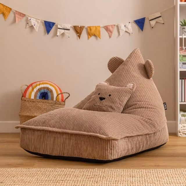 Icon Kids Animal Lounger and Cushion Bundle in Brown Jumbo Cord