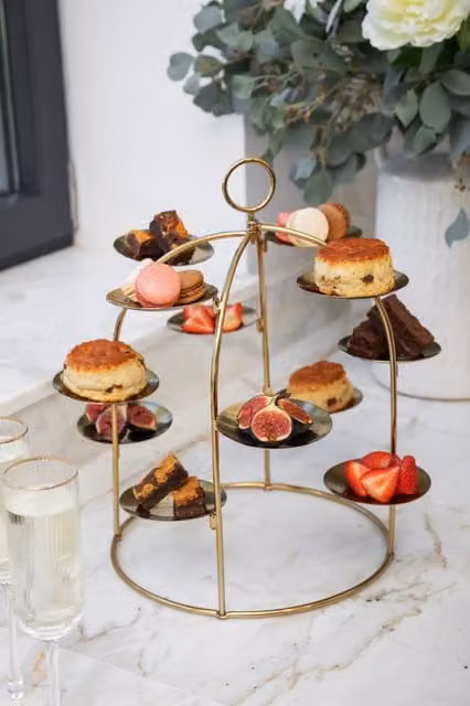 Artesa Gold Solid Brass Tiered Canape Serving Tree with Removable Trays, W: 37.4 cm, D: 40 cm