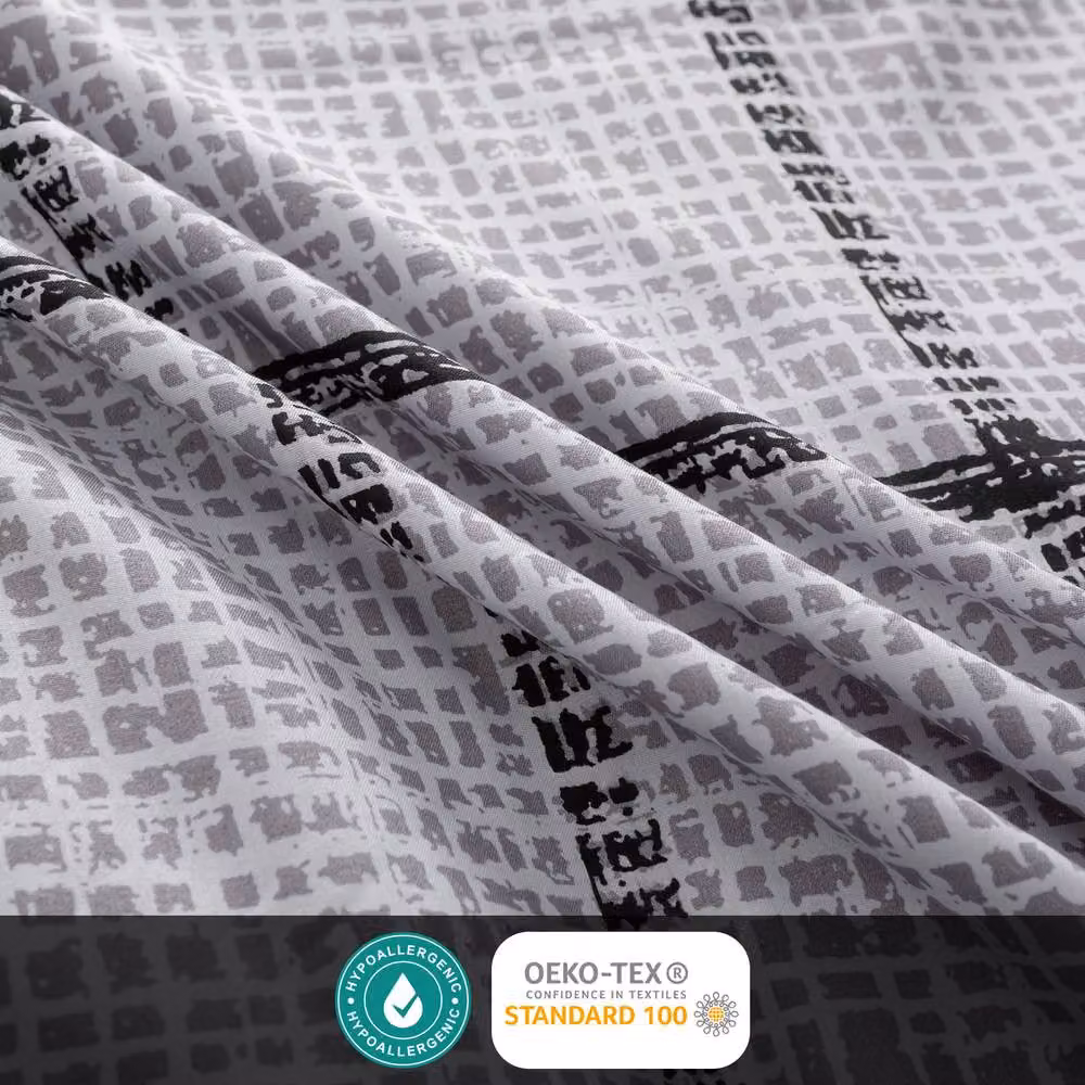 Pamposh Reversible Microfibre Duvet Cover and Pillowcase Set in Grey and Black – 7