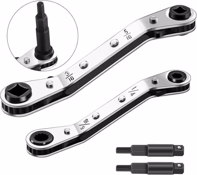 Kelvenix 2-Piece HVAC Service and Refrigeration Wrench Set in Silver, Hardened Stainless Steel, Length: 52 cm – 1