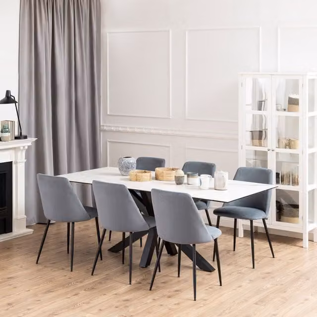 Furniture To Go Heaven Modern Rectangular Dining Table with White Ceramic Top, Width: 200 cm