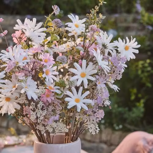 Lights4fun Daisy Dreams Artificial Bouquet in Multicolour Pink, White and Brown – 2