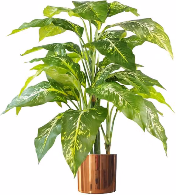 Large Fox Aglaonema Artificial Tree with Copper Metal Planter, Green