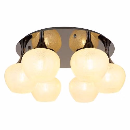 Globo Lighting Chrome and Glass Ceiling Light for Living Rooms and Bedrooms, W/D/H: 65 x 40 x 26.5 cm