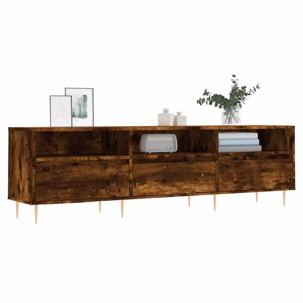 Berkfield Home Smoked Oak TV Cabinet in Brown, W/D/H: 150 x 30 x 44.5 cm – 3
