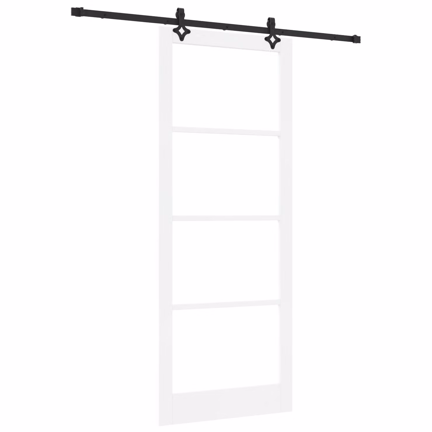 Berkfield Home Orkdal Minimalist Sliding Door with Hardware Set in White Lacquered Solid Wood and Glass – 2