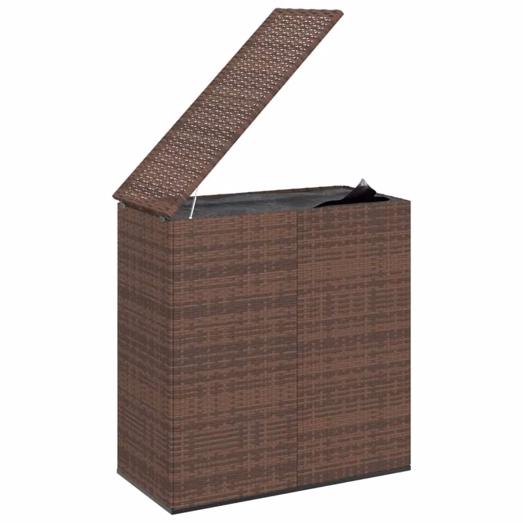 Berkfield Home Brown PE Rattan Garden Cushion Box with Metal Frame W: 100 cm, D: 49 cm, H: 103.5 cm – 2