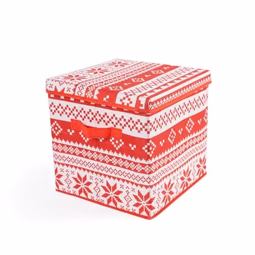 OHS Bauble Storage Box Organiser for 64 Christmas Decorations, Red and White, W/D/H: 30.0 x 30.0 x 30.0 cm – 2