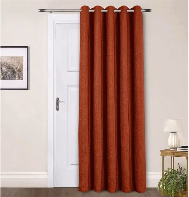 Sundour Amberley Orange Chenille Eyelet Fabric Door Curtain