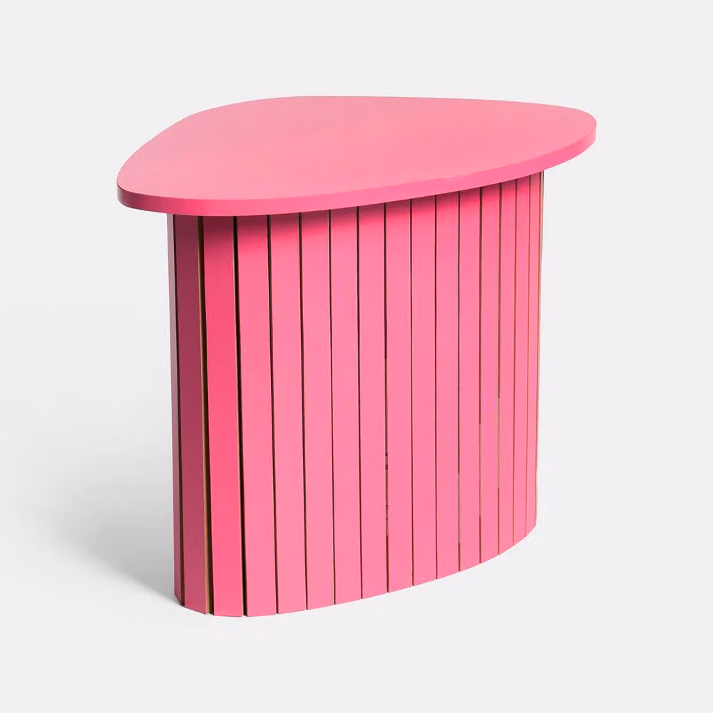 OHS Madison Ribbed Round Side Table in Bright Pink – 3