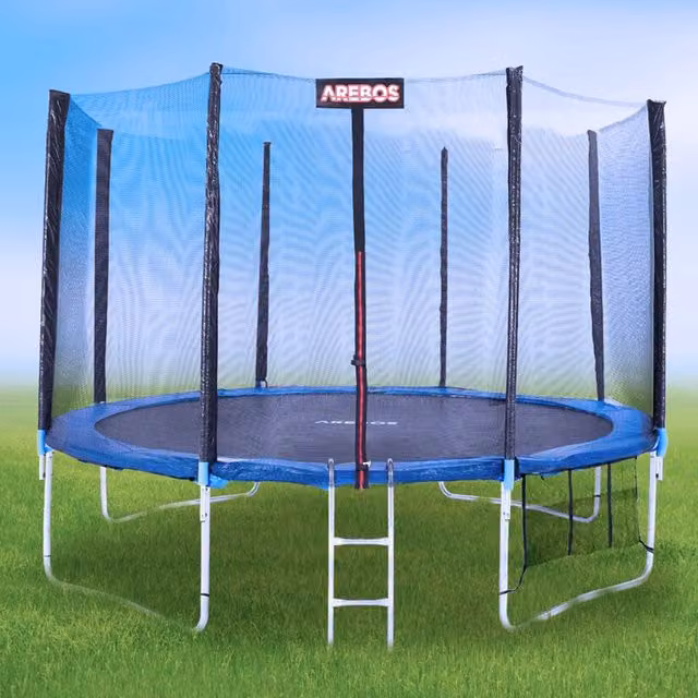 AREBOS Blue Trampoline Edge Cover and PVC Safety Net for 8 Poles, 430 cm