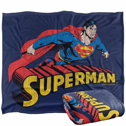 Warner Bros. Superman Distressed Flying Super Soft Fleece Throw Blanket, Multicolour, W: 127.0 cm x L: 152.4 cm