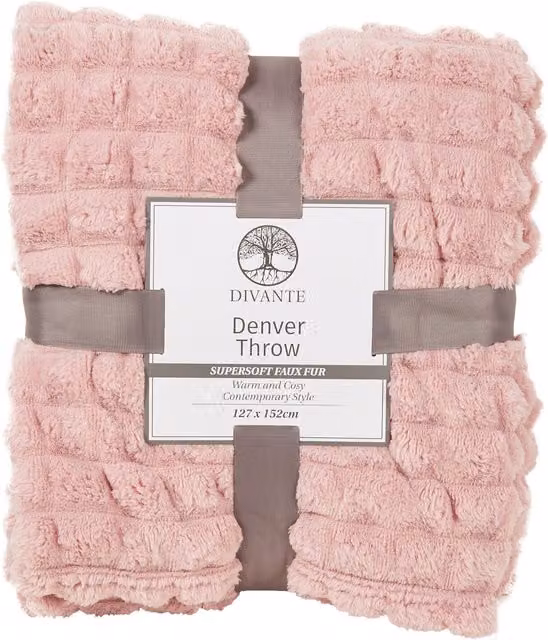 Divante Denver Pink Faux Fur Throw
