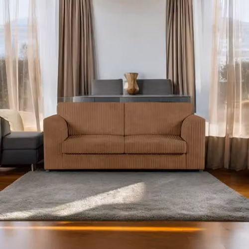 Sofa Selection Jumbo Cord High Back 3-Seater Sofa in Beige with Solid Wood Frame, W/D/H: 190 x 90 x 87 cm – 2