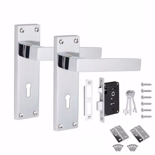 Golden Grace Victorian Delta 3 Lever Lock Door Handles in Polished Chrome