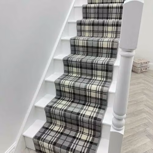 runrug Soft and Durable Tartan Stair Runner in Grey, W: 70 cm, L: 510 cm – 5