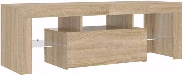 Berkfield Home Modern TV Cabinet with LED Lights in Sonoma Oak and Light Brown, W/D/H: 120 x 35 x 40 cm – 1