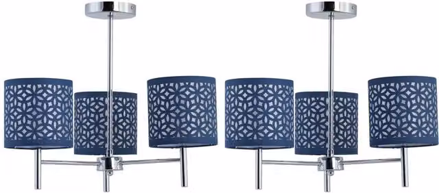 First Choice Lighting Brea Set of 2 Chrome Ceiling Light Fittings with Navy Blue Cut Out Shades – 1