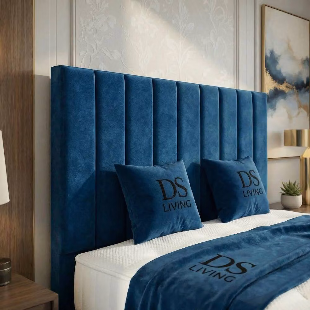 DS Living Aria Blue Velvet Upholstered Ottoman Bed, W: 90 cm, L: 200 cm – 2