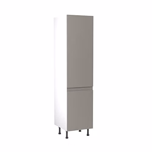 Kitchen Kit Tall Larder Unit with J-Pull Doors in Dust Grey Gloss, W/D/H: 50 x 57 x 212 cm