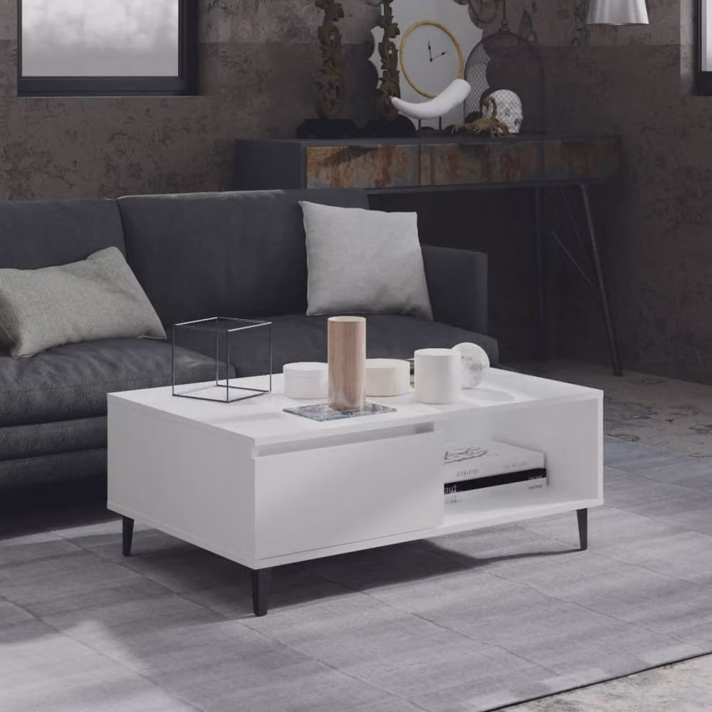 Berkfield Home Modern White Rectangular Coffee Table W/D/H: 90 x 60 x 35 cm – 2