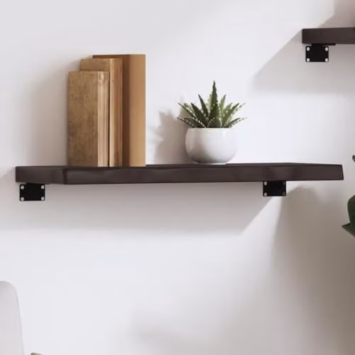 vidaXL Rustic Oak Wall Shelf, Brown, W: 60 cm, D: 20 cm, H: 4 cm – 2