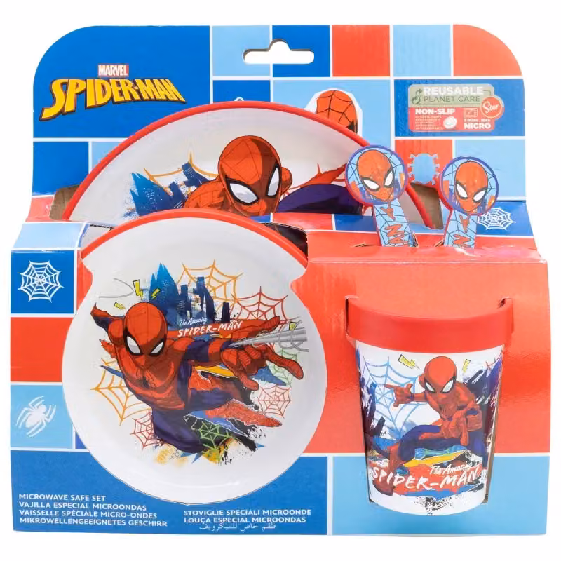 Spider-Man Premium Red Plastic Dinner Set for Children – 2