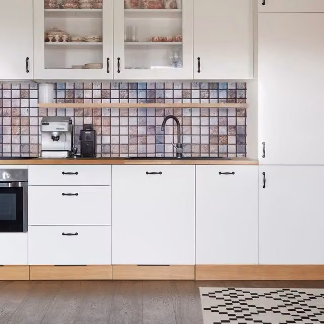 Novecrafto 3D Wall Panels Mediterranean and Mosaic Effect PVC Cladding, 6 Sheets, Grey, W: 96 cm, H: 48 cm