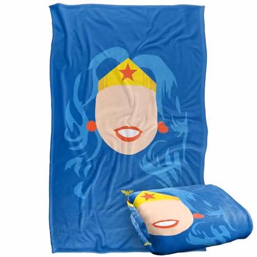 Warner Bros. Wonder Woman Large Face Super Soft Fleece Throw Blanket, Multicolour, W: 91.44 cm x D: 147.32 cm
