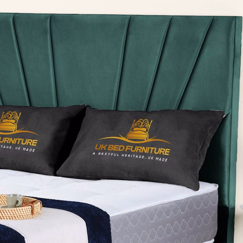 UK Bed Furniture Sunrise Green Velvet Upholstered Gas Lift Storage Bed with 48 inch Headboard, Size: King (180 x 200 cm) – 2