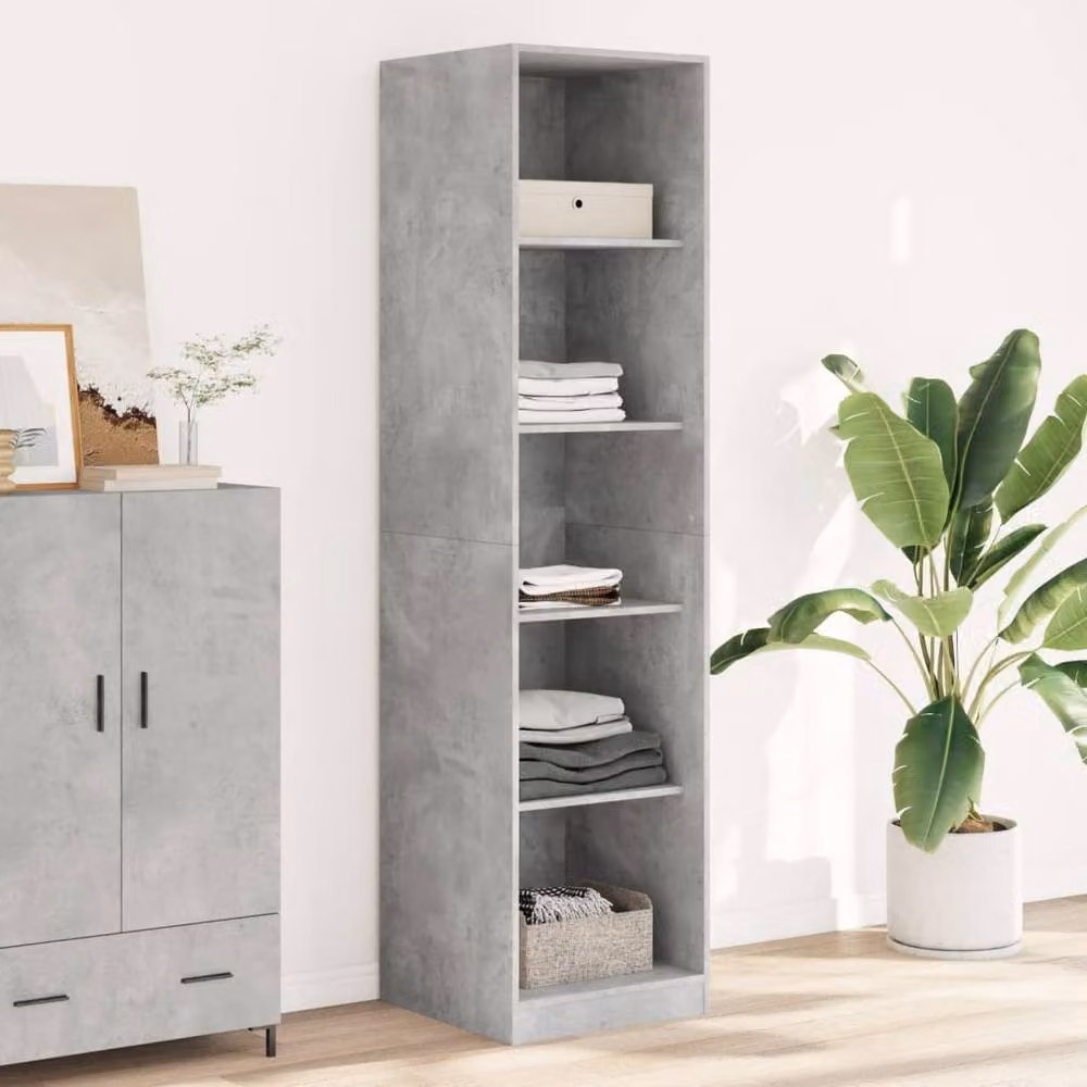 Berkfield Home Concrete Grey Wardrobe in Engineered Wood W/D/H: 50 x 50 x 200 cm – 2