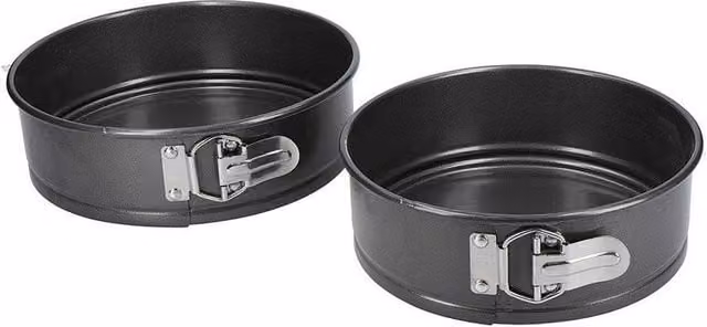 MasterClass 2pc Non-Stick Round Springform Cake Tin Set in Black Carbon Steel