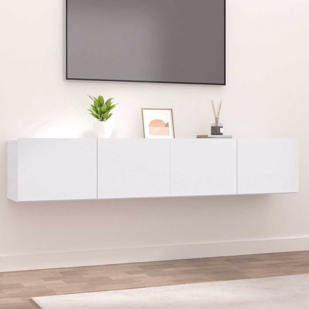Berkfield Home Set of 2 White Matt TV Cabinets in Engineered Wood, W/D/H: 80 x 30 x 30 cm – 1