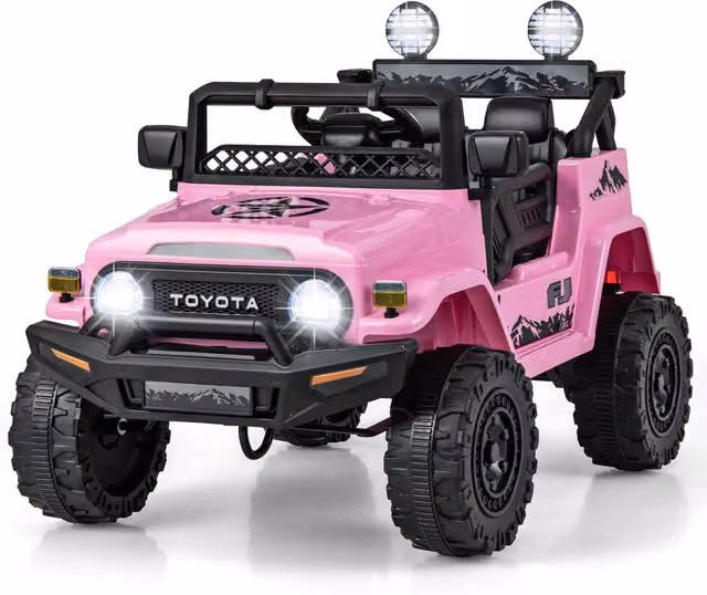 Costway Pink Electric Ride On Toy Car with Brake and Rechargeable Battery