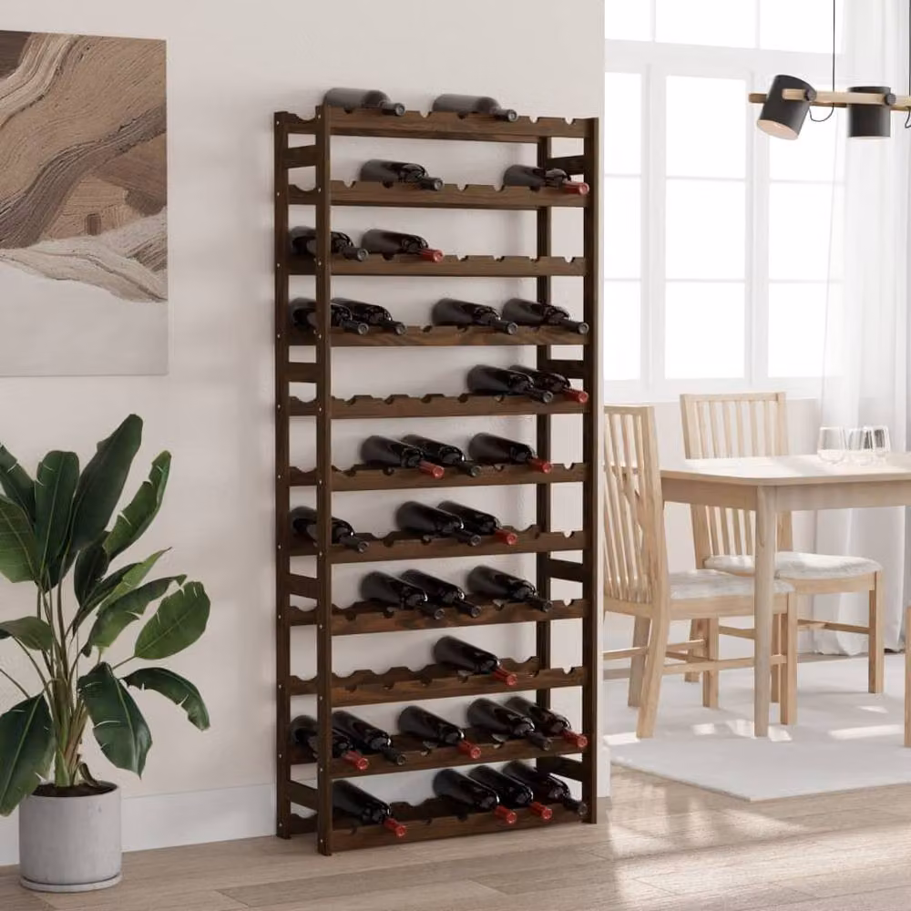 Berkfield Home Beautiful Wall Mounted Wine Rack for 77 Bottles in Brown Solid Pine Wood – 2