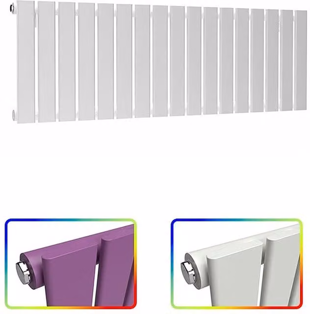 Lux Heat Single Flat Horizontal Steel Wall Mounted Radiator in White, W: 119 cm, H: 40 cm