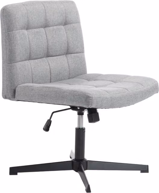 HOMCOM Armless Grey Linen Office Chair with Rocking Function and 360 Degree Swivel, W/D/H: 120 x 61 x 50 cm