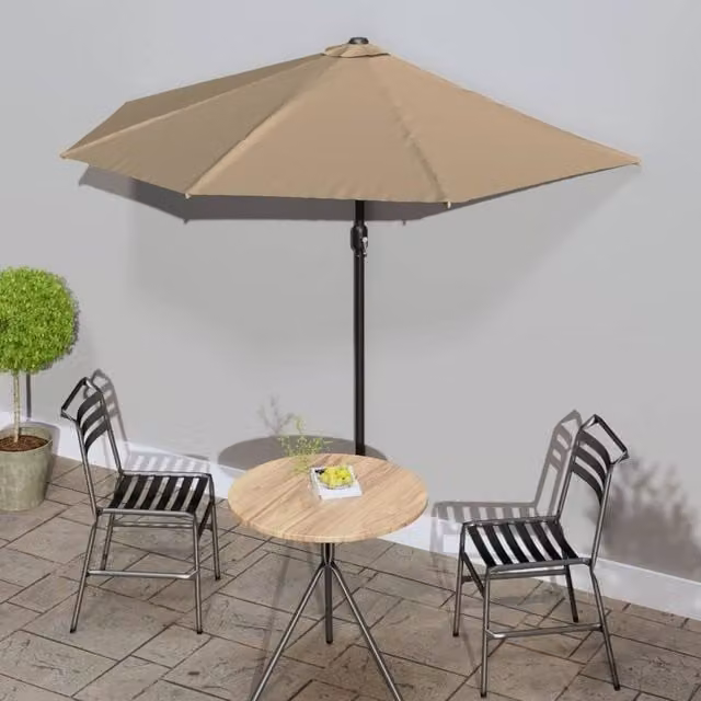 Berkfield Home Balcony Parasol with Aluminium Pole in Beige, W/D/H: 270 x 144 x 144 cm – 1