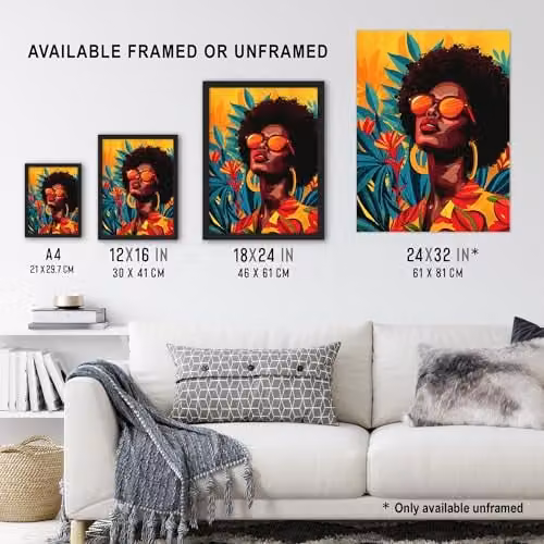 Artery8 Caribbean Woman Shades Pop Art Sunny Day Framed Wall Art Print, Multicolour, W: 23.4 cm, H: 32.3 cm – 3