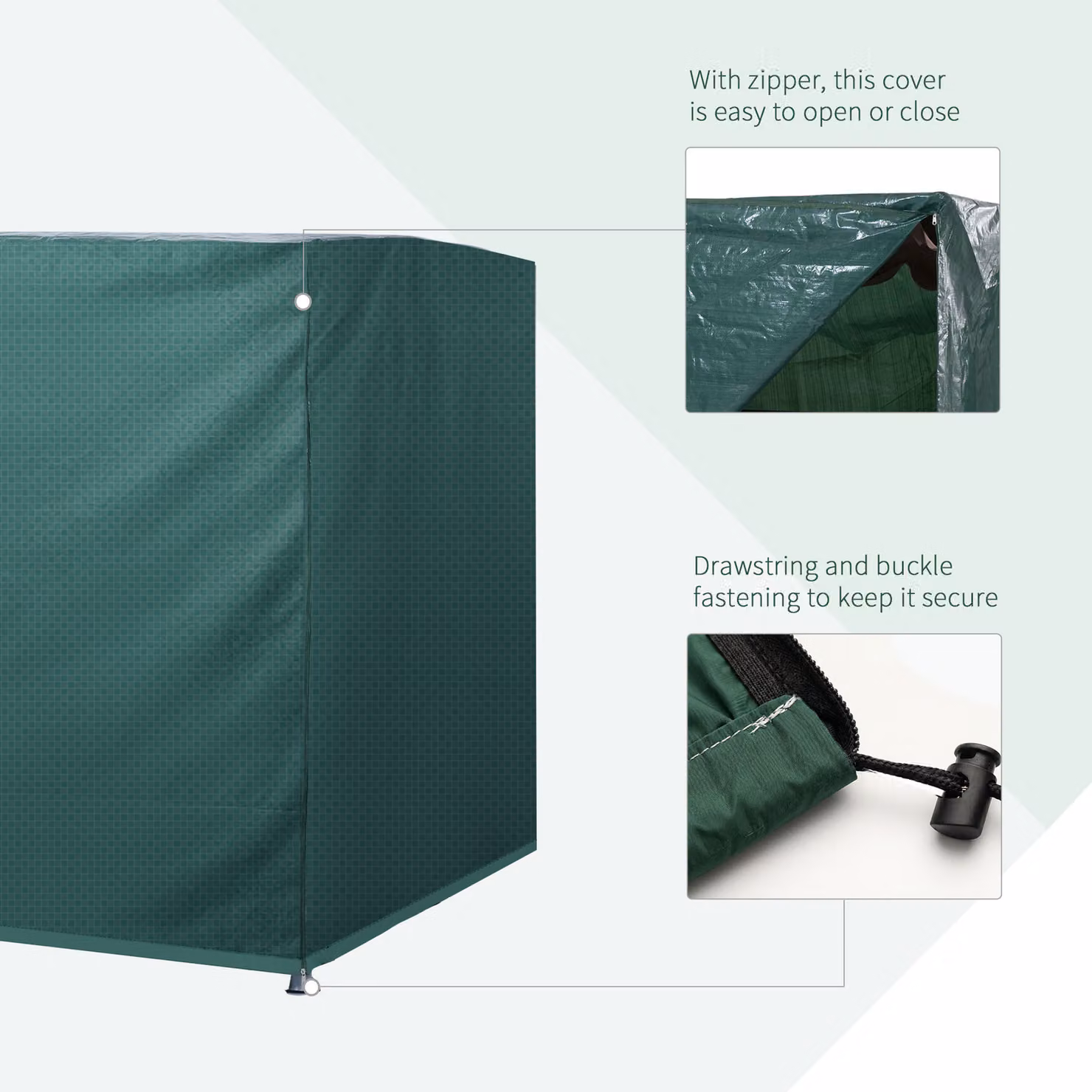 Outsunny Green Large Patio Swing Bench Cover, Water Repellent PE Material – 4