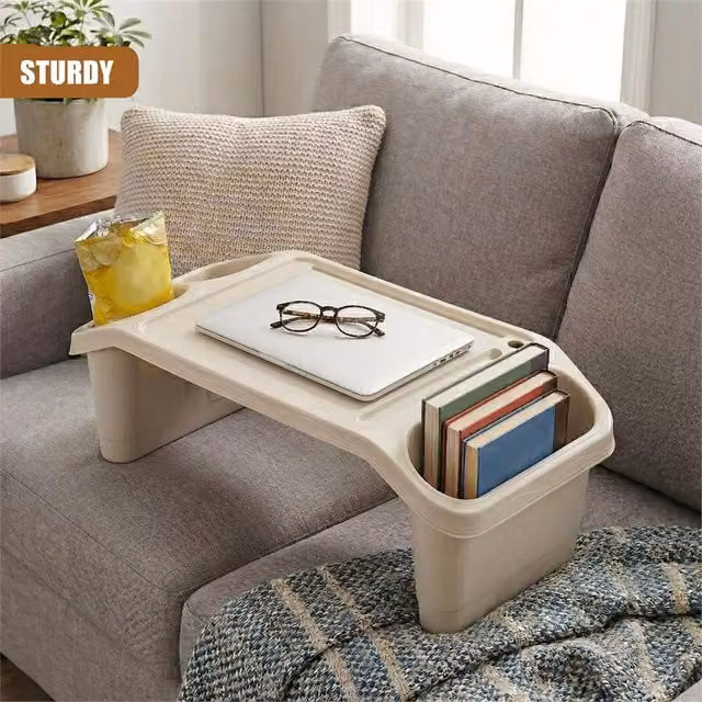 EONLION Beige Cream Bed Tray and Laptop Sofa Table, Width: 100 cm – 1