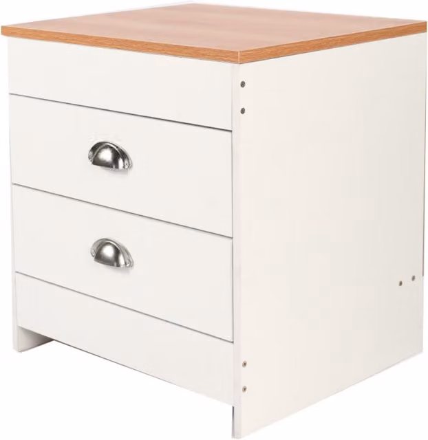 Home Treats White Modern Wood and Metal Bedside Table