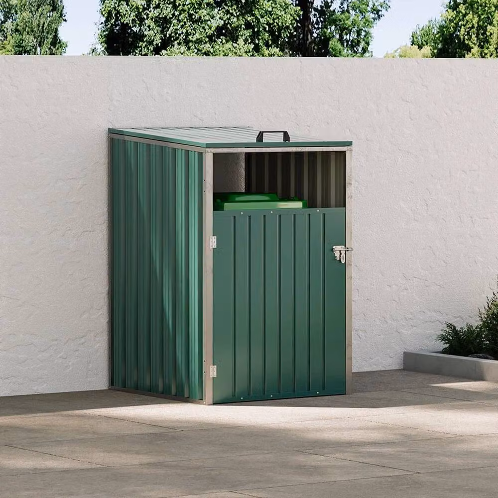 Kelvenix Large Single Wheelie Bin Storage in Green, Galvanised Steel – 3