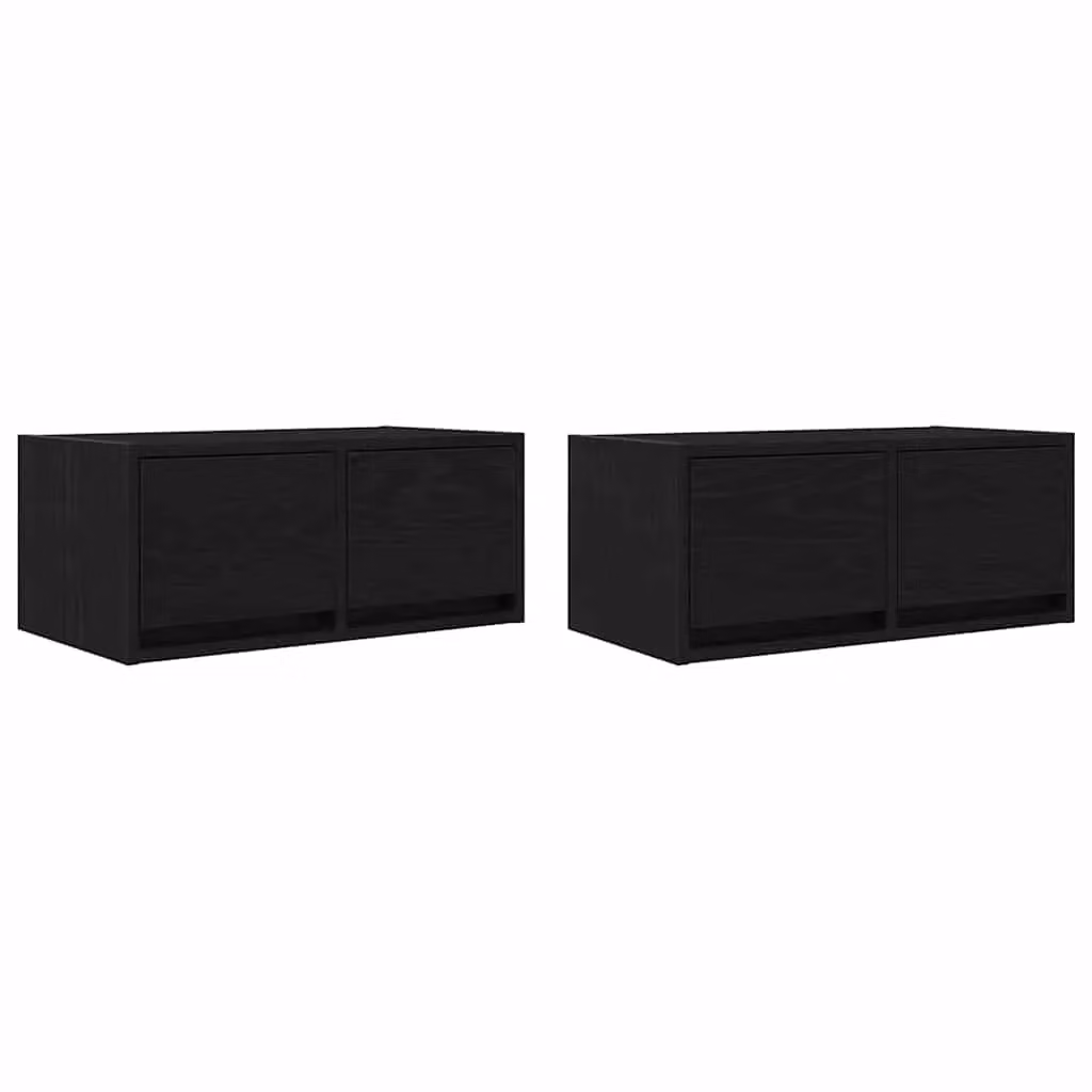 Berkfield Home Set of 2 Modern Black Oak TV Cabinets, W/D/H: 60 x 31 x 25.5 cm – 2