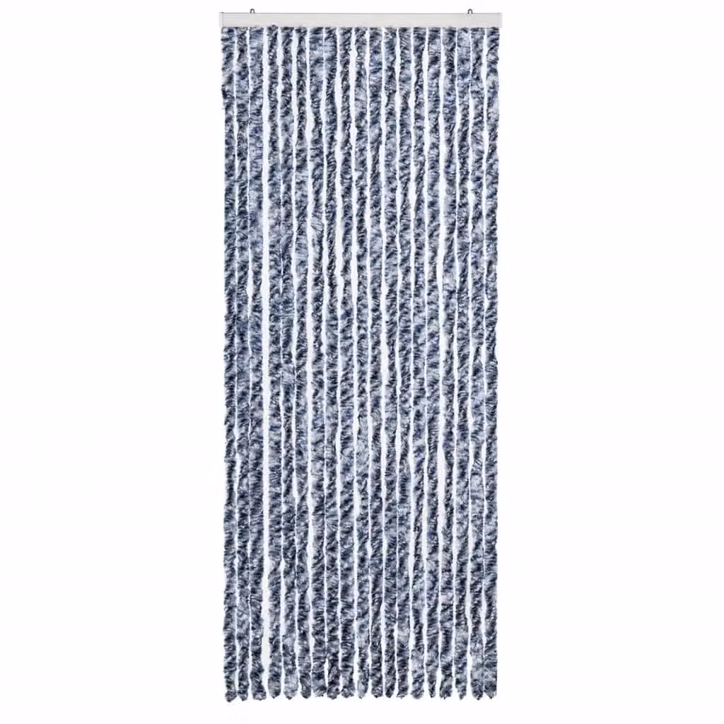 Berkfield Home Blue and White Striped Chenille Insect Curtain, W: 56 cm, H: 200 cm – 2